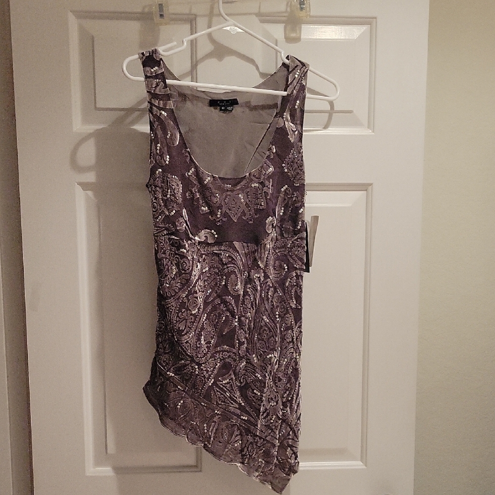 GREY Paisley Asymmetrical Blouse NWT